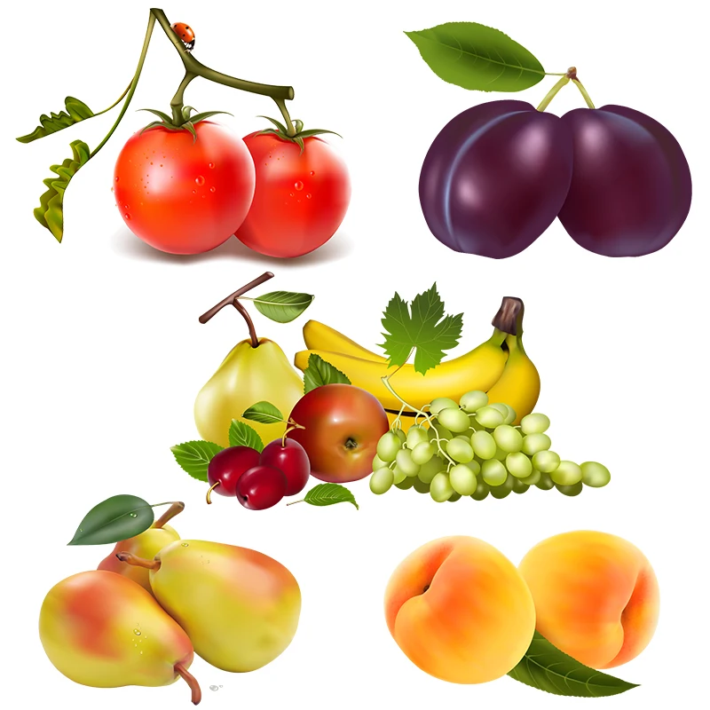 Kitchen Wall Sticker Self Adhesive Stickers Wall Stickers Decorative Tile Stickers T346# Tempting Fresh Vegetables And Fruits Stickers for Kitchen Refrigerator Dining Room