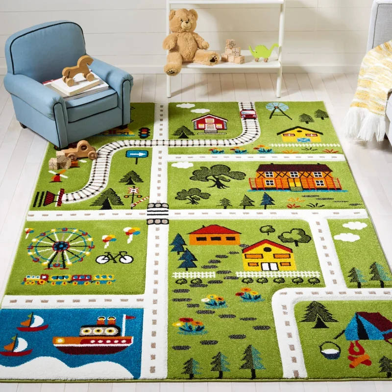 Description Picture 6 of itemKids Playmat Carpet Highway 3D Playroom Rug Cartoon Extra Large Toddler Activity Mat for Race Cars Toys Gift for Boys & Girls