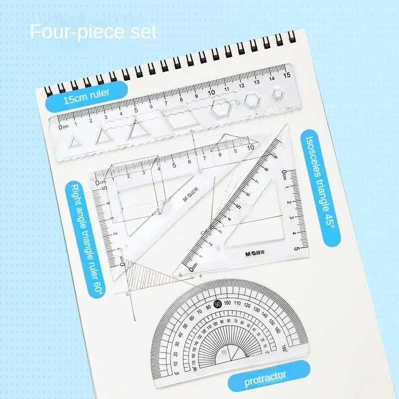 M&G Ruler Triangle Plate Protractor Set 20cm FRL960M3B drafting set mathematical rulers set drawing tool set