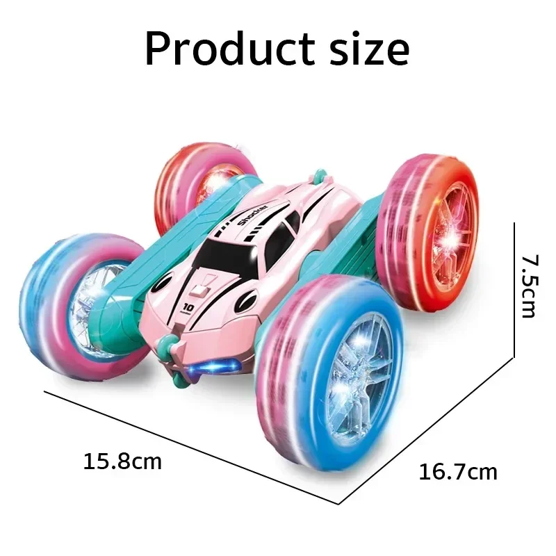 2.4G RC Stunt Car Children Double Sided Flip Remote Control Car 360 Degree Rotation Off Road Rc Drift Cars For Pink Girls Toys 4
