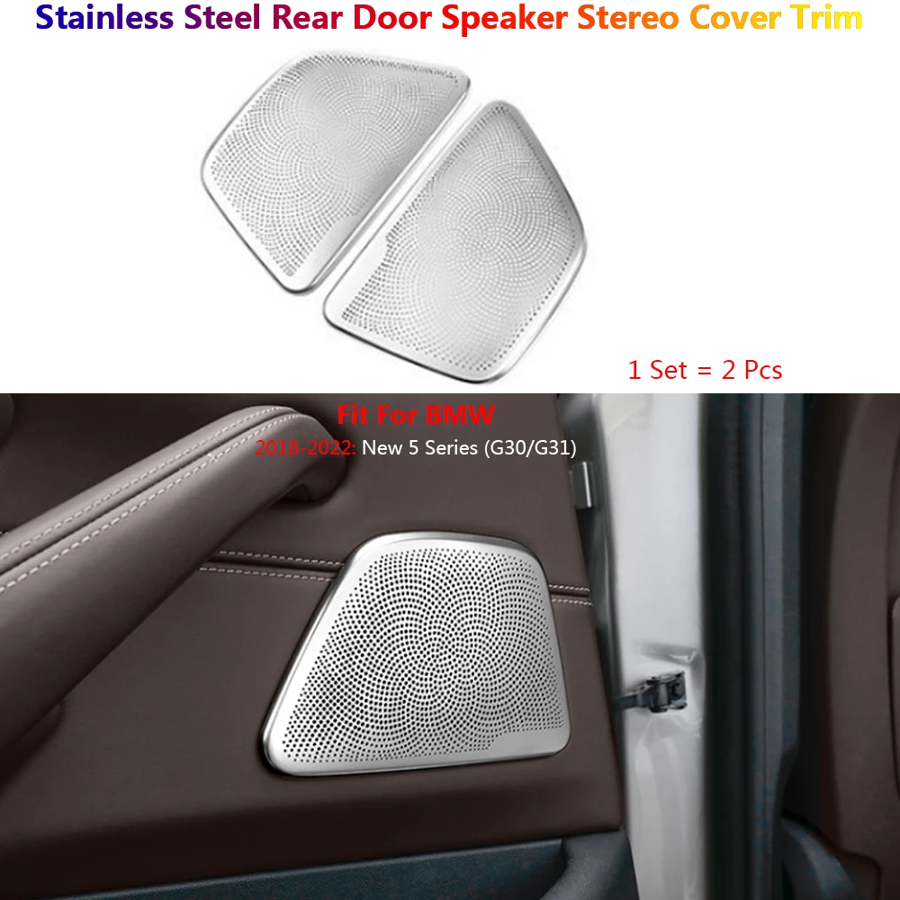 

2x Stainless Steel Car Door Speaker Stereo Cover Trim For BMW 5 G30 G31 18-22 Auto Interior Decoration Accessories Voiture Coche
