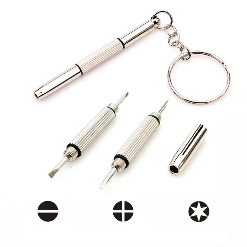 Steel Glasses Screwdriver Eyeglass Screwdriver Watch Repair Kit with Keychain Portable Hand Tools Precision Screwdriver Tools 3