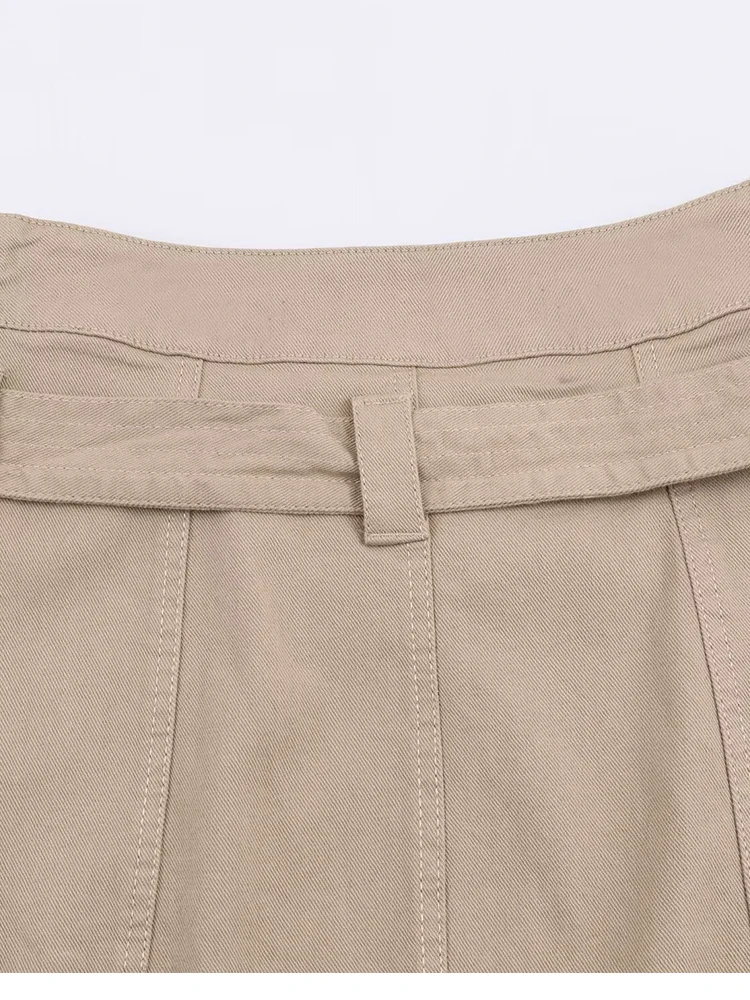 Women Midi Skirt With Pocket Cargo Long Skirts 2026 New Fashion Belt Midi Skirts ﻿For Women High Street Casual Skirts Mujer