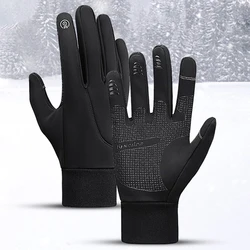 Touch Screen Men's Winter Gloves Anti Skid Warmth Plus Velvet Windproof Mittens Outdoor Sports Skiing Motorcycle Cycling Gloves