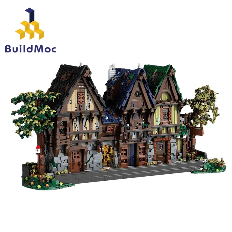 

BuildMOC The Medieval Architecture Blacksmith Shop Building Blocks Dreamer House Castle Taverns Manor Bricks Toys for Kids Gifts