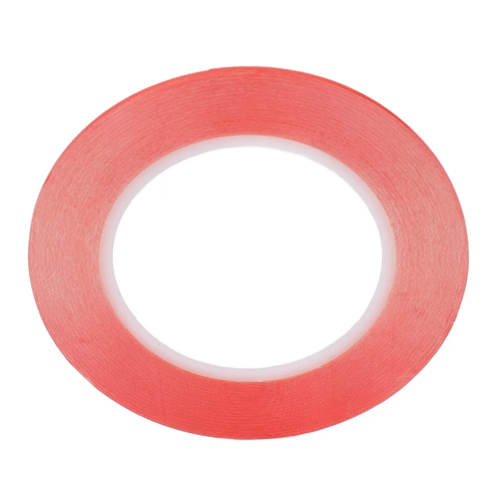 Red Double-Sided Adhesive Tape Set - 5 PCS, Strong Removable PET, Various Widths