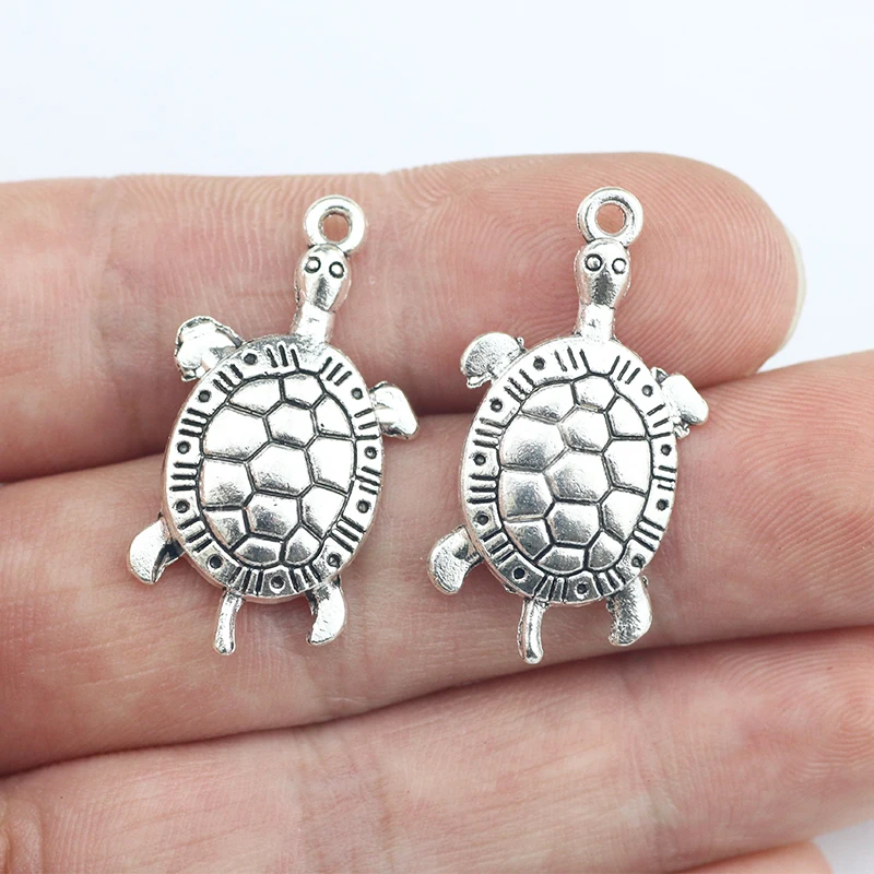 

Newest 10Pieces 30*16mm Mixed Alloy Antique Silver Color Tortoise Charms Fashion KeychainPendant Necklace For DIY Jewelry Making