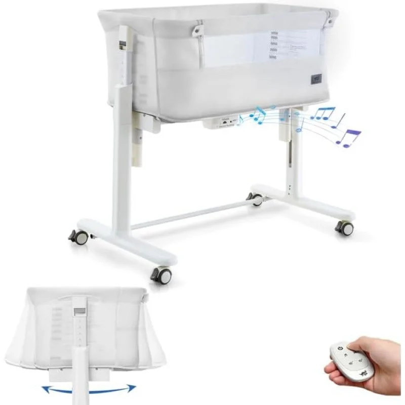 Rocking Bassinet for Baby Automatic Bedside Electric Cradle 5 Heights Adjustable Sleeper Babies Infant