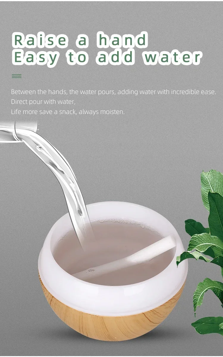 Wood Grain Essential Oil Diffuser - 350ML Ultrasonic Humidifier with Remote Control and 7 Color LED Light