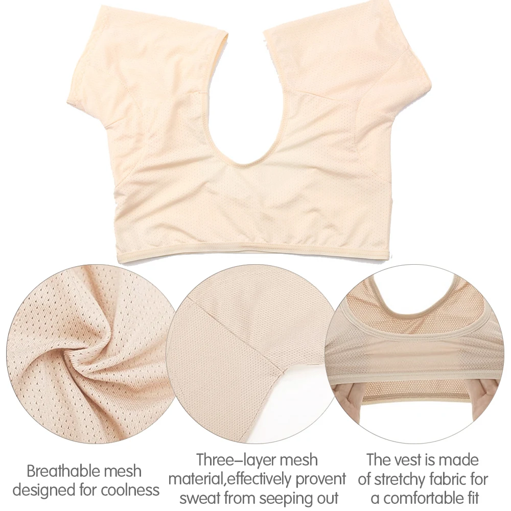 T-shirt Shape Sweat Pads Reusable Washable Underarm Armpit Sweat Pads Perfume Absorbing Breathable Soft Elastic Washable Dress underarm sweat pads
