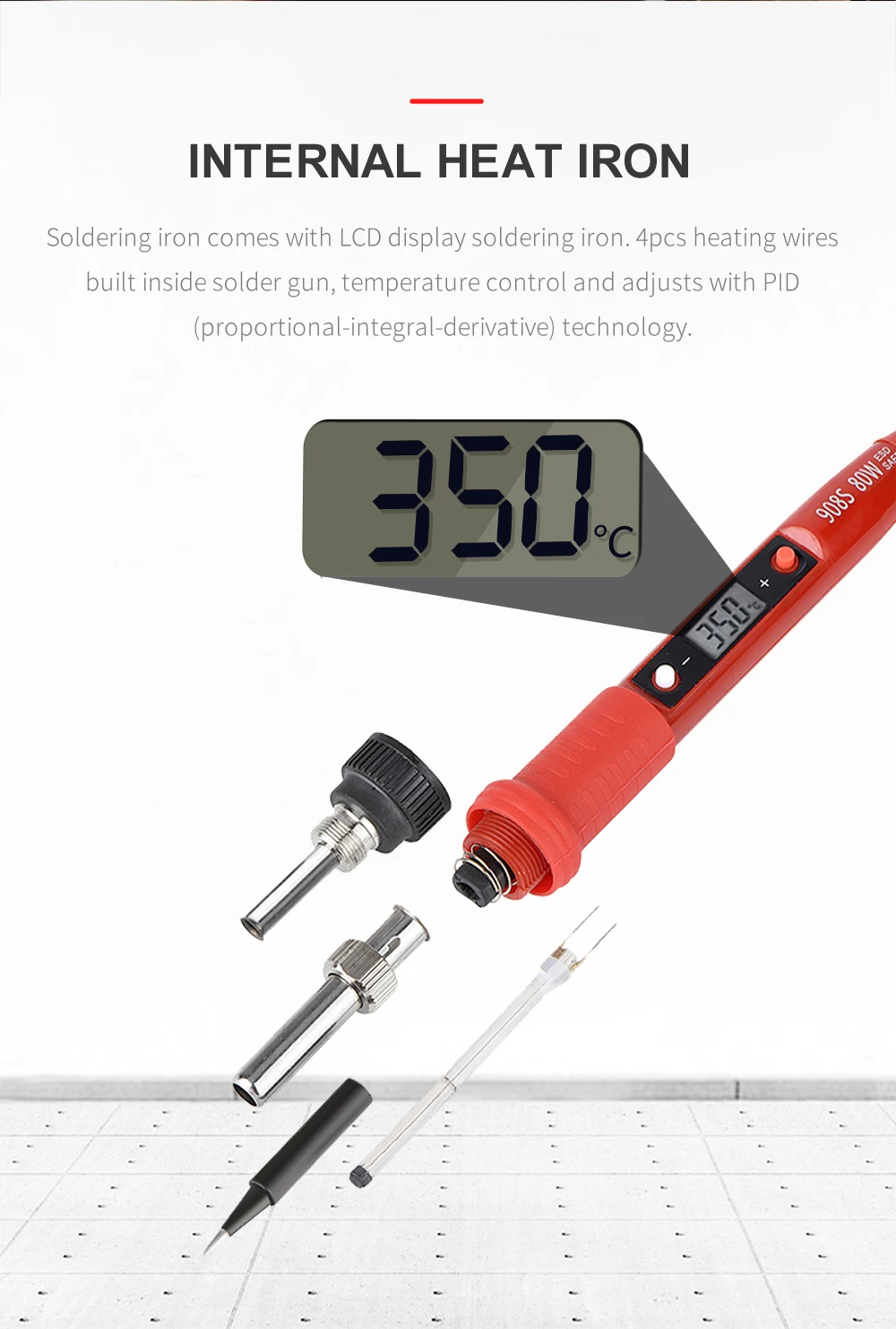 QHTITEC LCD Soldering Iron for Plastic Shell Rapid Heating Adjustable Temperature Lead-free Wood Burn Embossing Solder Pen Set hot stapler