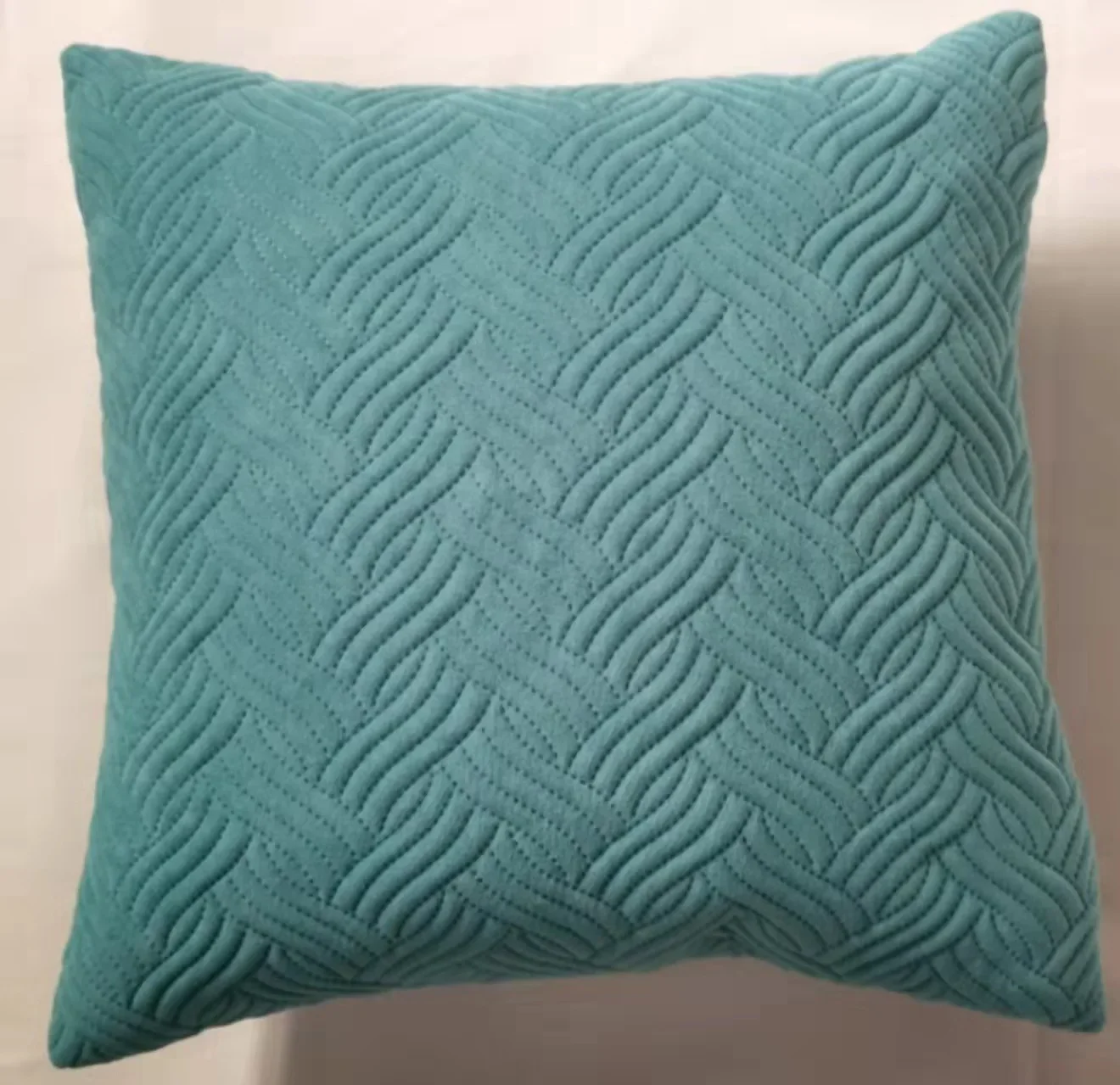 Turquoise blue interlocking quilted pillow cover