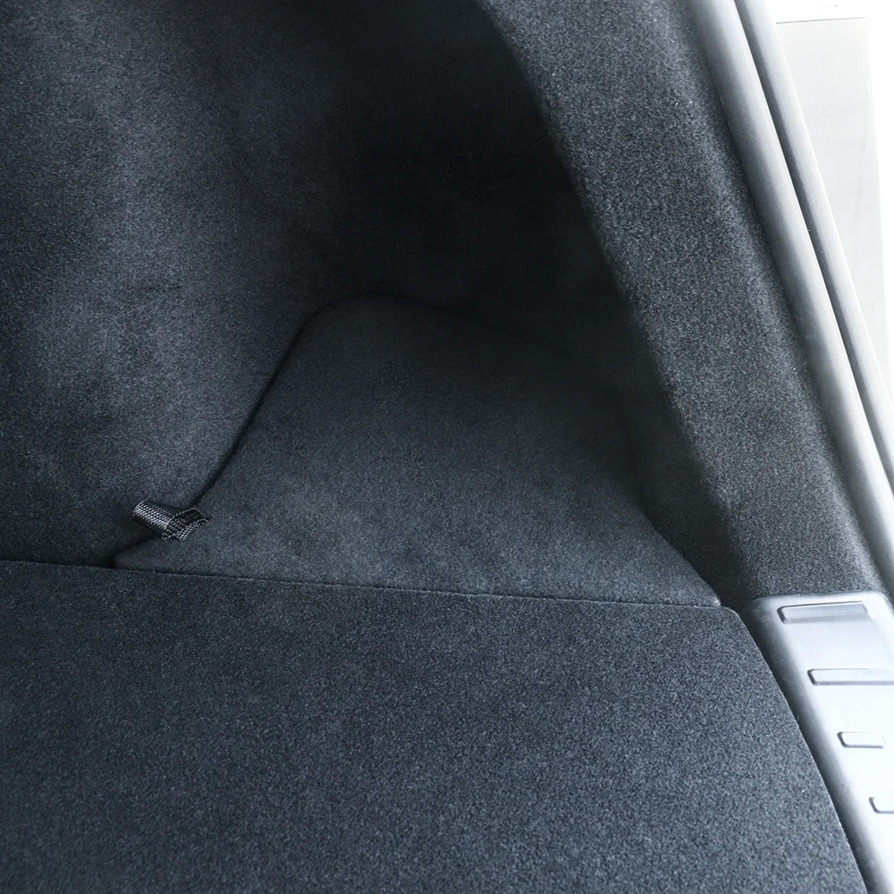 Tesla New Model Y 2025 출시 Juniper 후면 트렁크 측면 보관함(플로킹 또는 TPE 뚜껑 커버 및 Drawstring 포함)