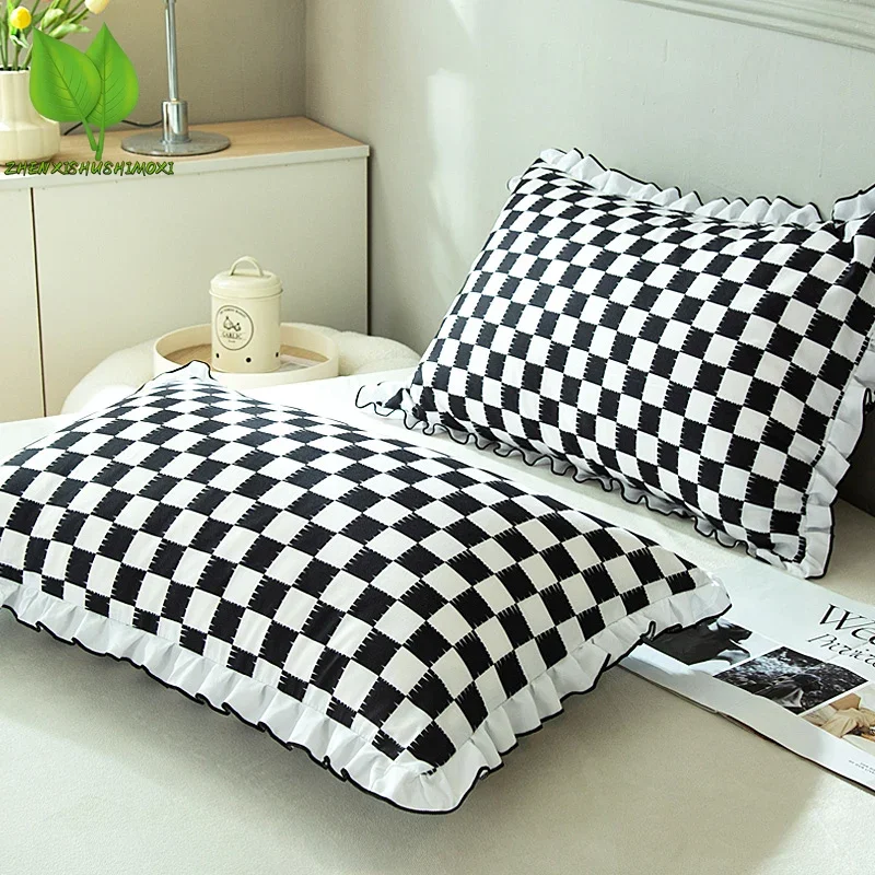 

NEW Black and White Keys Pillowcase for Sofa Cushion Cover with Ruffles Office Bed Pillow Cover Design Adult Bedroom Bedding
