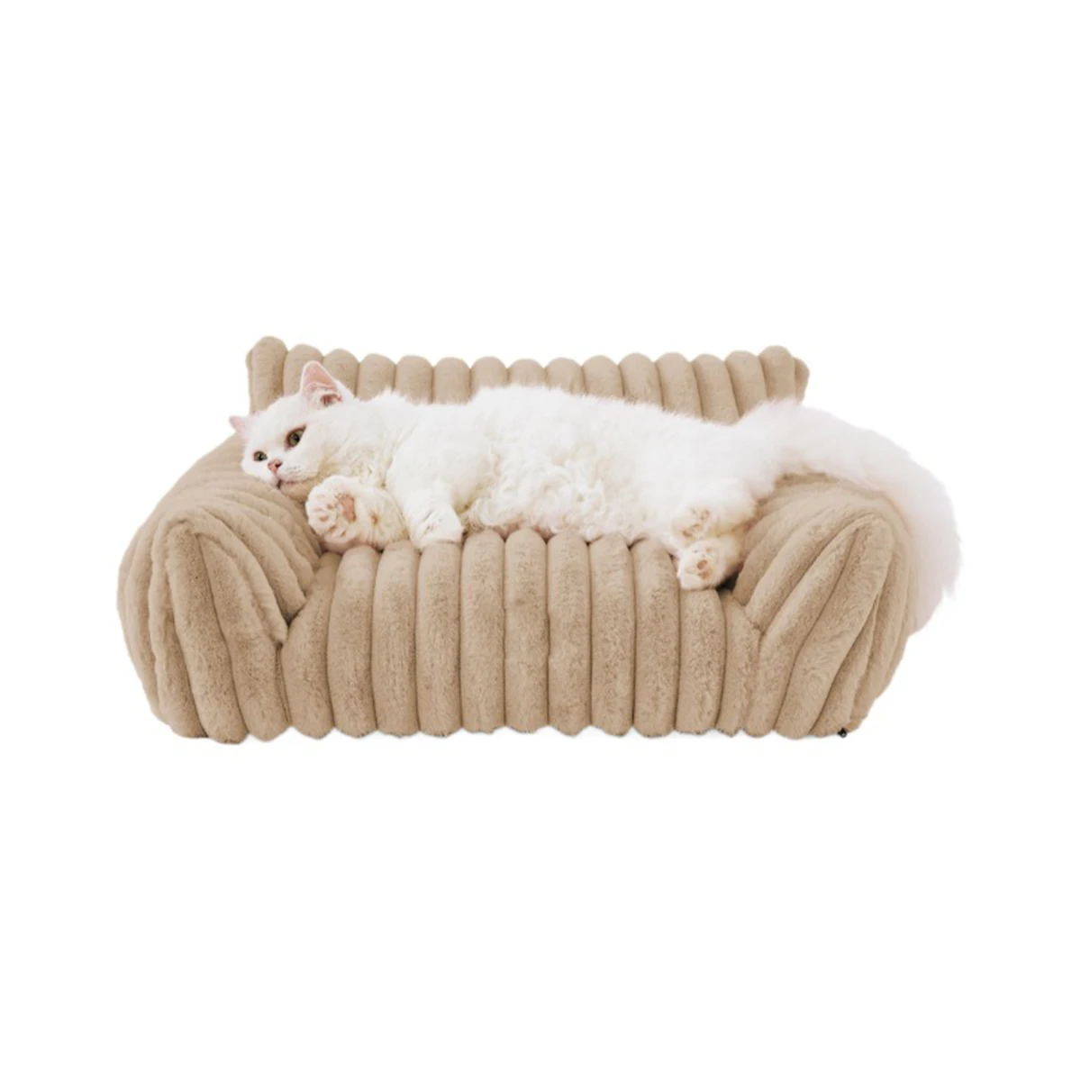 Fluffy Cat Sofa – Soft Corduroy Pet Bed with Removable Cover 5