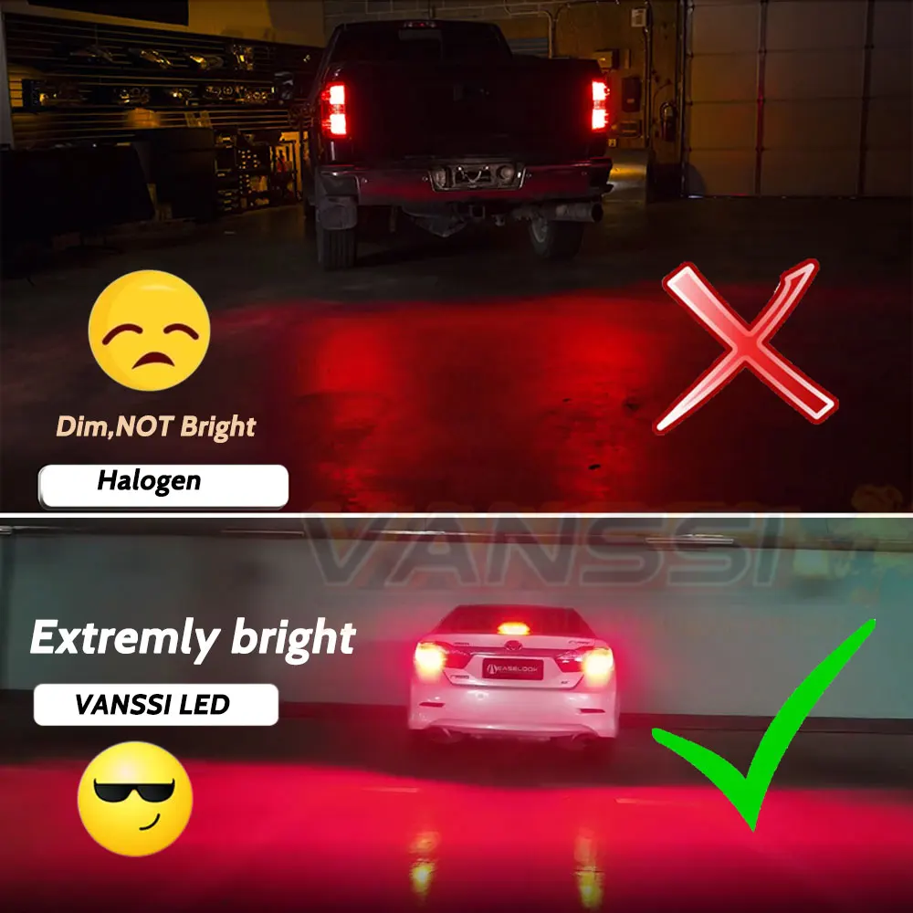 2PCS 1157 BAZ15D P21/4W Canbus Error Free LED Bulbs Super Bright Car Stop  Lights Red