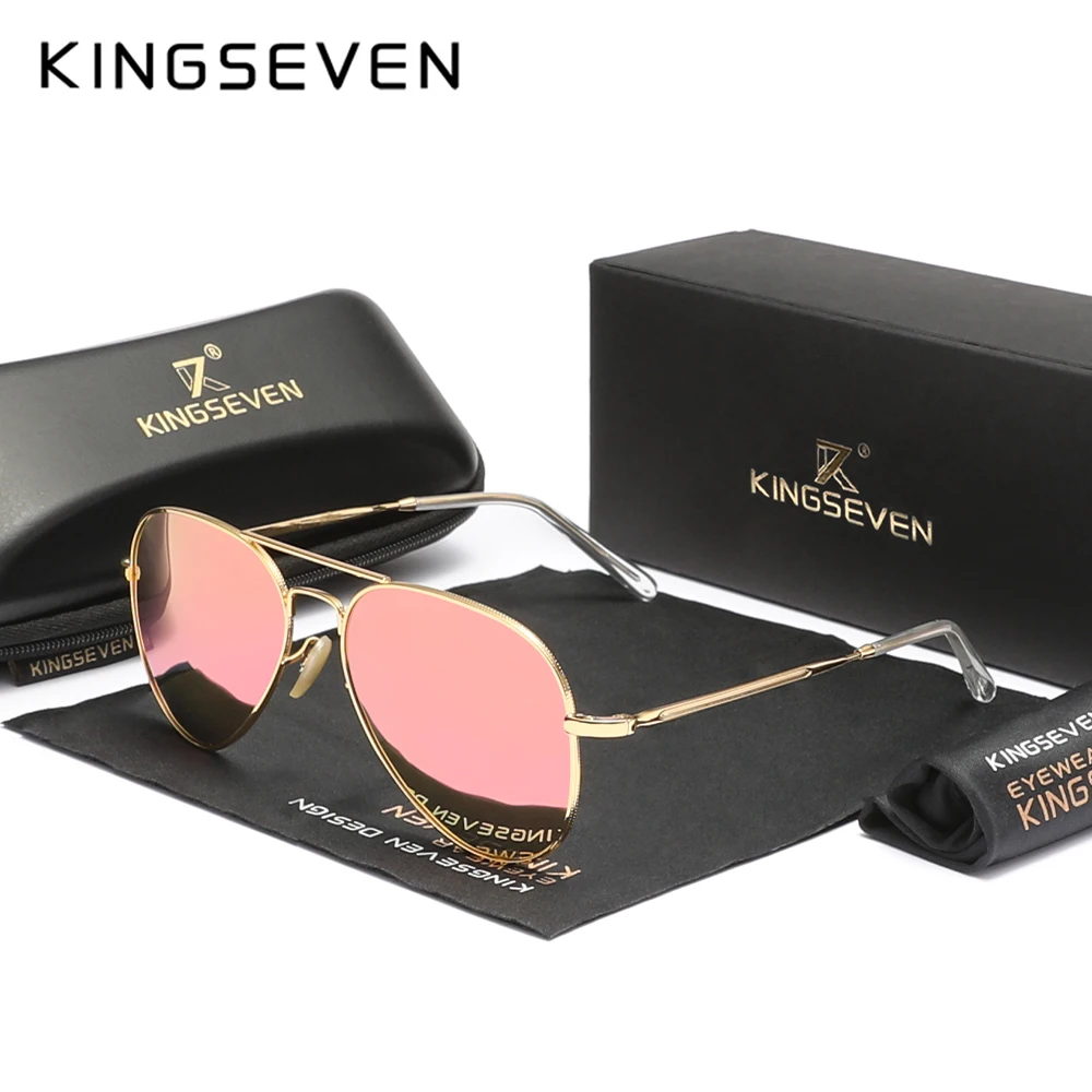 KINGSEVEN 파일럿 합금 선글라스, 편광 UV400 반사 방지, 풀 프레임 파스 닙 안경, 여성용 레트로 럭셔리 안경
