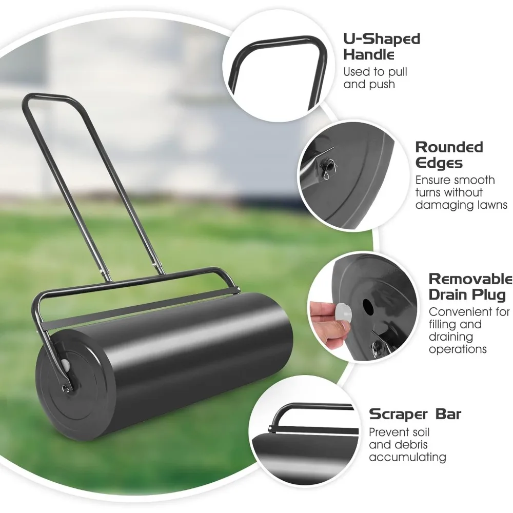 36" Steel Lawn Roller, 17-Gallon Push/Tow with Drain Plug 4