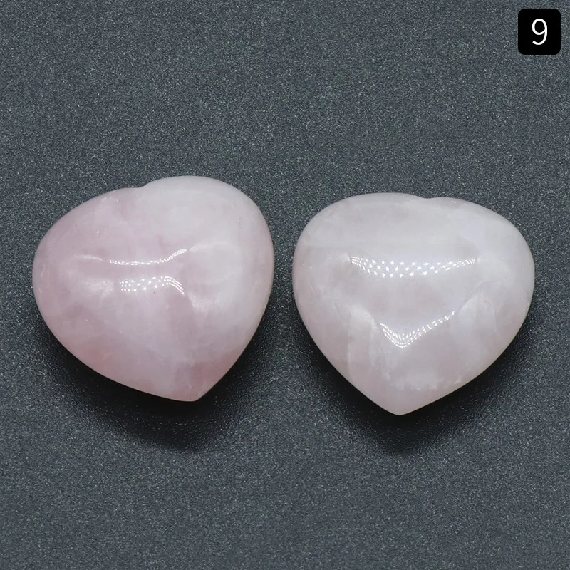 25mm Heart Statue Natural Stone Carved Decoration Rose Quartz Healing Crystal Gift Room Ornament Fish Tank Decoration