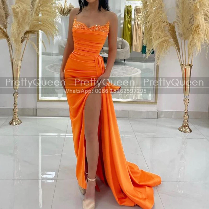 Vestidos sirena de satén con tirantes spaghetti Lavanda Tallas Grandes