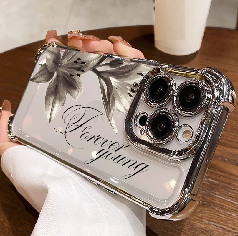 Elegant Retro Lily Flower Plating Protective Phone Case