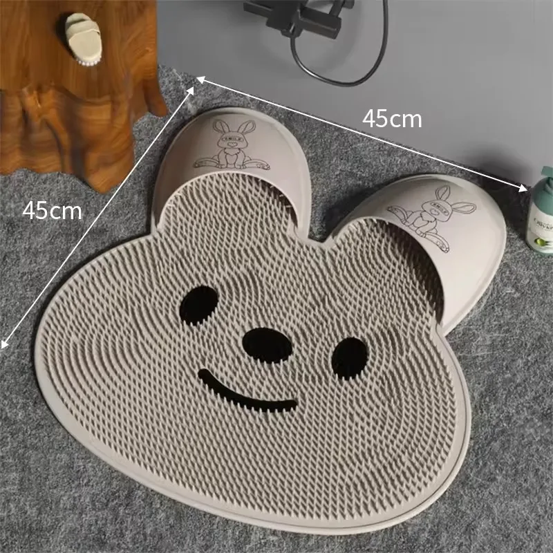 Tapete de silicone para esfregando p&eacute;s de coelho para o banheiro, esfregando as costas, tapete massagem, esfregando, lavagem