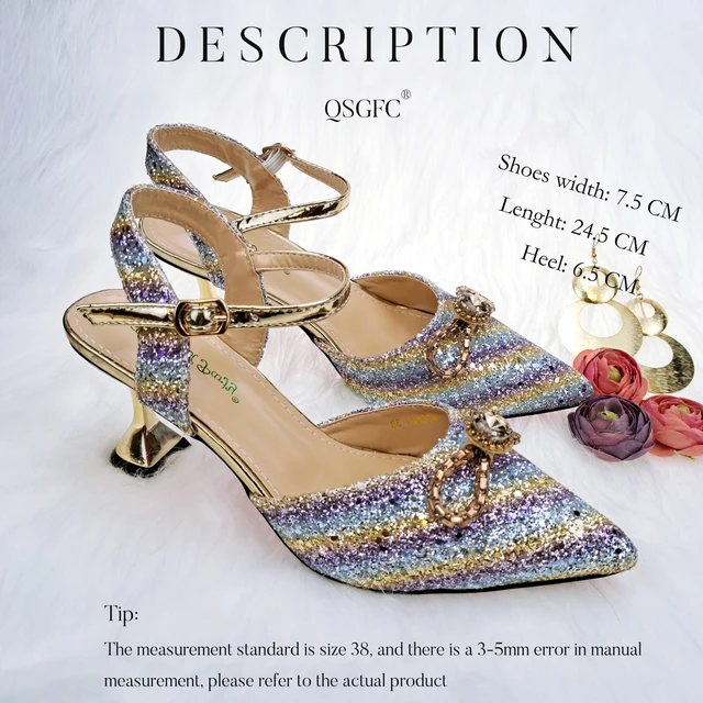 QSGDavid-Ensemble de chaussures et sacs pour femmes, paillettes colorées et diamant, design papillon, dernier cri, document en verre, 2024 2