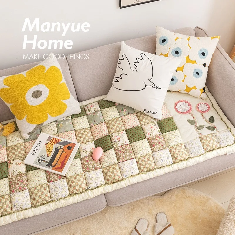 Retro To Do Old Feeling Pure Cotton Cotton Steamed Bun Sofa Cushion Cushion Non-slip Thick Cat Scratch Can Be Machine Washable 3