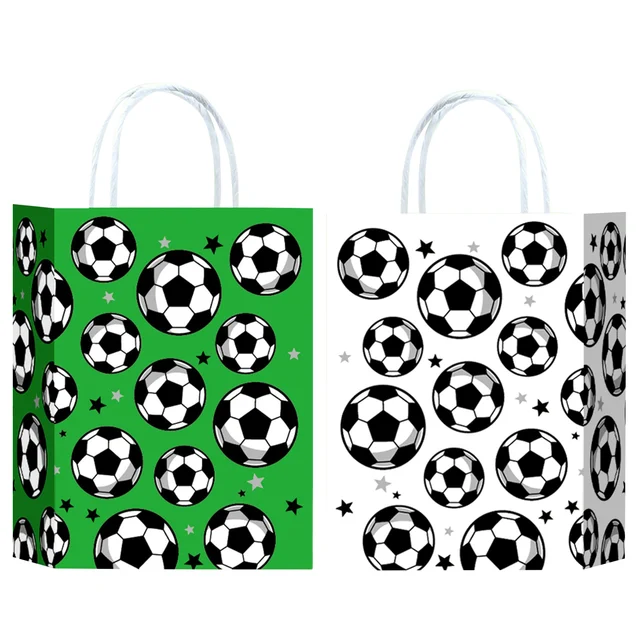 10/20/30/40/50Pcs Soccer Paper Gift Bag with Handle Soccer Birthday Decoration for Birthday Soccer Day Treat Paper Bag Supplies