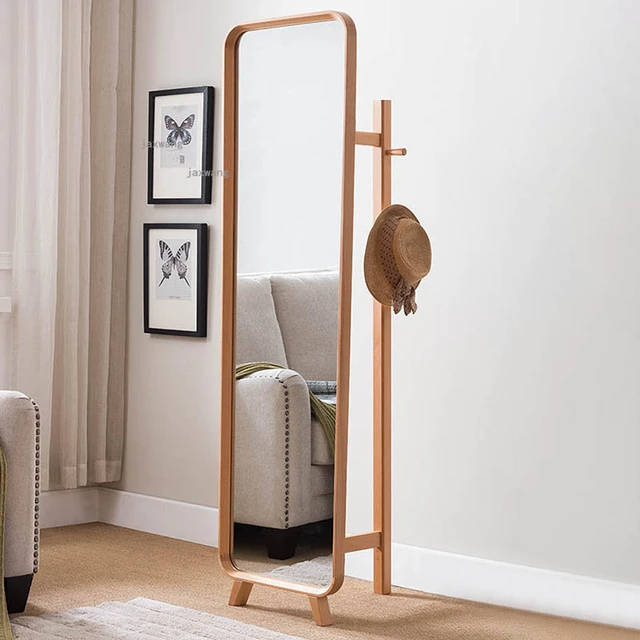 Floor Mirror Solid Wood Full-Length Mirror Household Multi-Functional  Hanger Clothes Frame Integrated Fitting Mirror - AliExpress