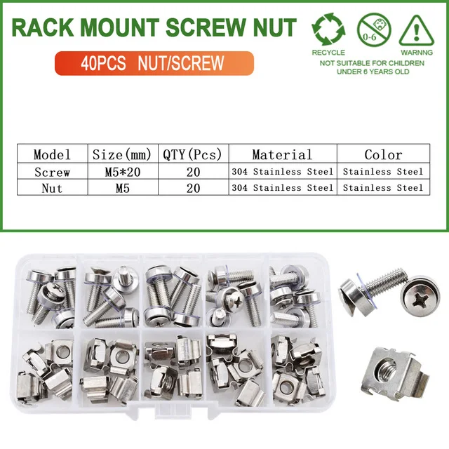 Switch Racking Lock Nuts Cage Nuts M3 Captive Fixing Server Cabinet PC Rack Mount Mounting Rack ...