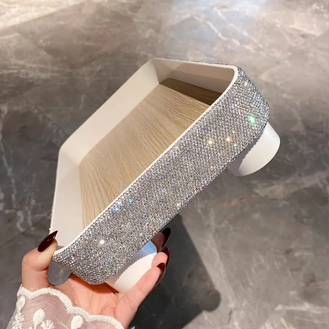 Women's Diamond Cosmetics Tray Organizer Storage Jewelry Multipurpose Storage Tray Bathroom Storage Box Case Sparkling Organizer 3