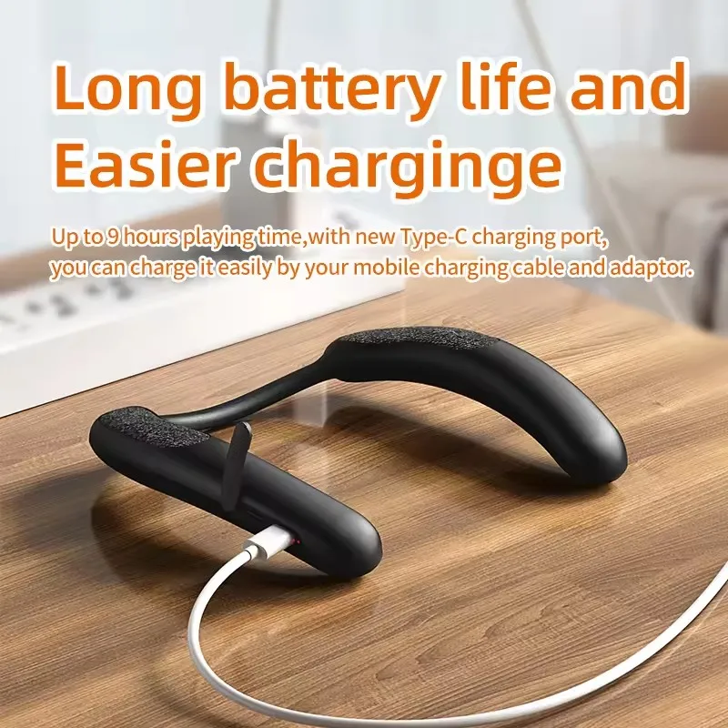 Wearable Wireless Neckband Speaker Bluetooth 5.3 AAC Code True Wireless Stereo Music Box TF Card Slot Type C