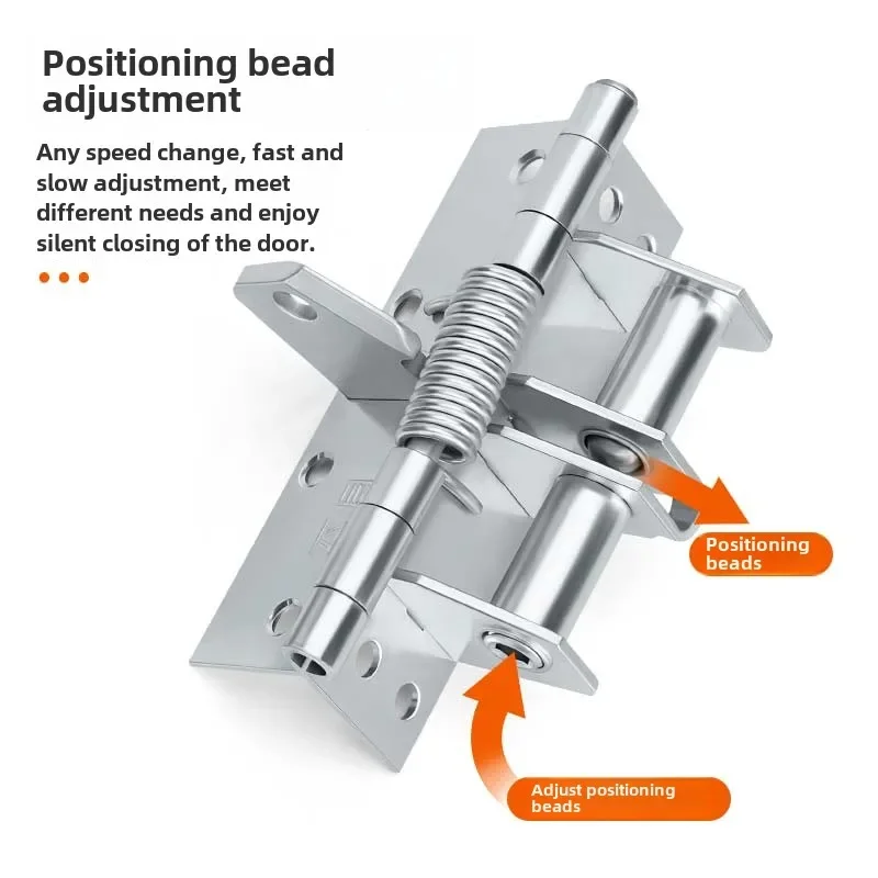 Automatic door closing spring hinge resilient invisible hinge positioning 90 degree right angle anti-theft door stainless steel