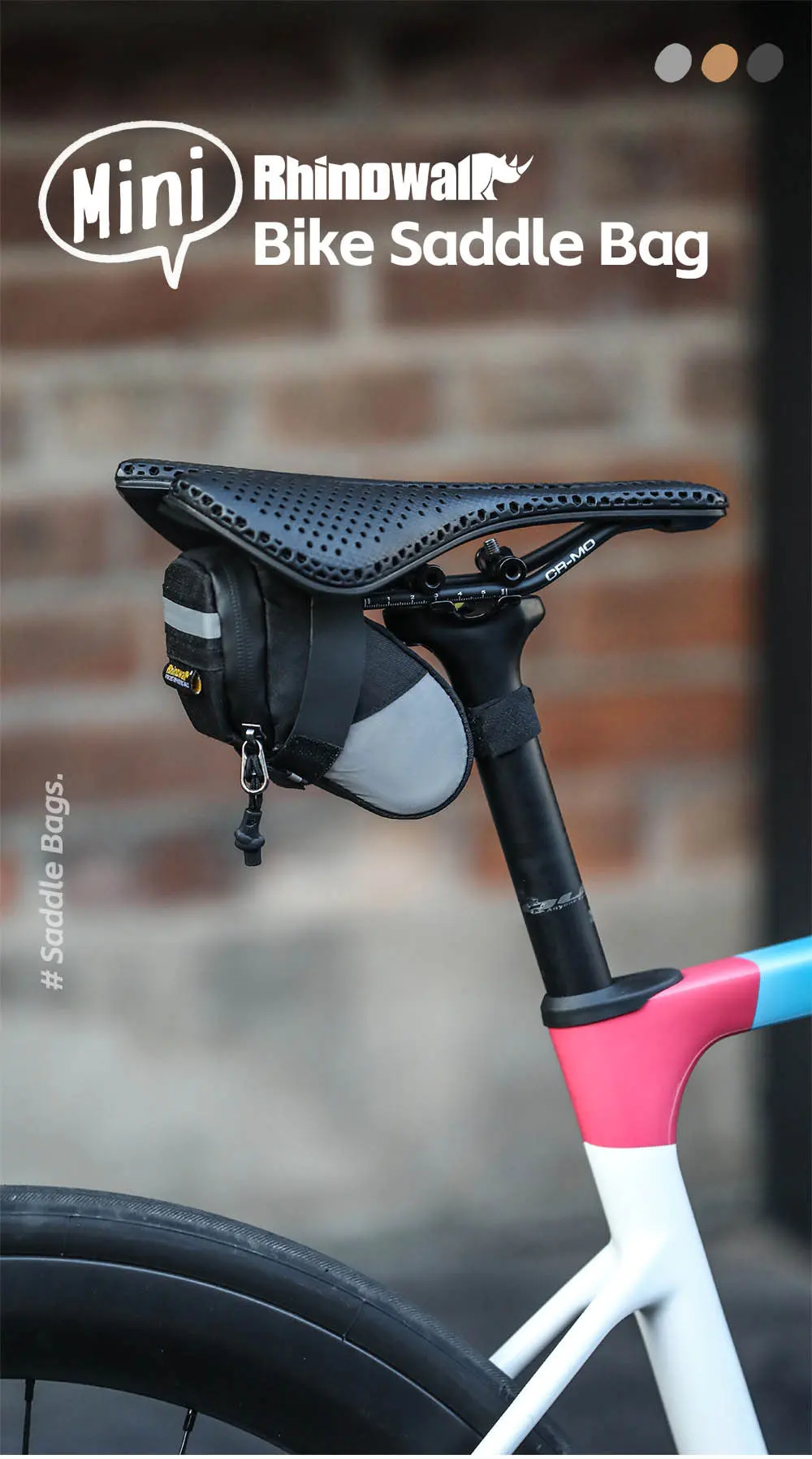 Rhinowalk Fahrrad-Satteltasche, 0,4 l, wasserabweisend, hinterer Hecktasche, Zubehör, Werkzeugaufbewahrung, reflektierendes Fahrrad-Fahrrad-Set, einfach zu tragen – Detail 1