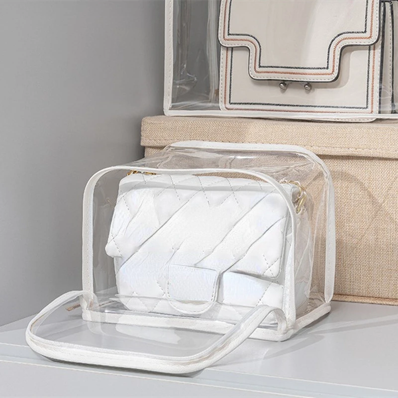 thumbnail image 1 of Bolso de lujo para mujer, bolso protector a prueba de polvo, bolso de mano, bolsa de almacenamiento, transparente, impermeable, a prueba de humedad, con cremallera, bolsos de cuero, 1 of 5