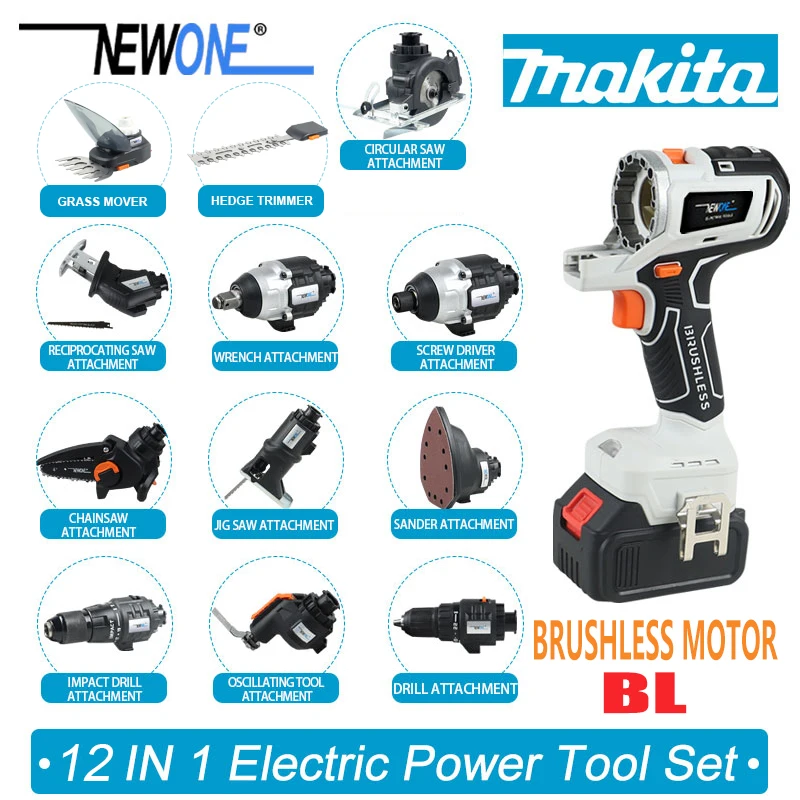 Compatible for MAKITA 18V BrusheBrushless  2/5/10/12-in-1 Multi Chainsaw Drill reciprocating/circular saw oscillating tool combo