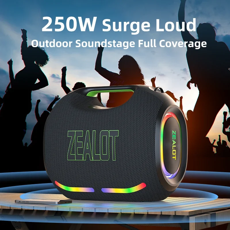 ZEALOT ZE21 250W Wireless Speaker, Outdoor Portable, 48000mAh Long