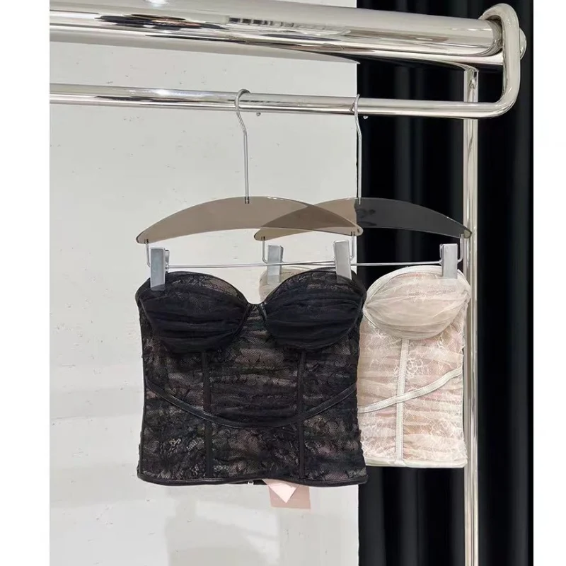 

2024 Summer American Retro Spicy Girl Style High end Lace 3D Chest 2 Color Inner Layup Bra Top for Women