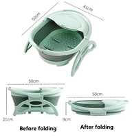 สปานวดอ่างอาบน้ําแบบพกพาพับได้ธรรมดา Foaming Foot Soaking Bucket นวดพับ Footbath อ่างล้างหน้าพร้อมฝาปิดเท้า 5