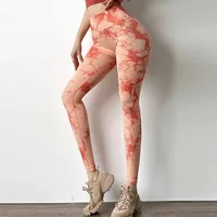 Tie Dye Printed High Elasticity Tight Fitting Sports Pants for Running Lifting Buttocks Perky Buttocks and Body Hugging Pants 2
