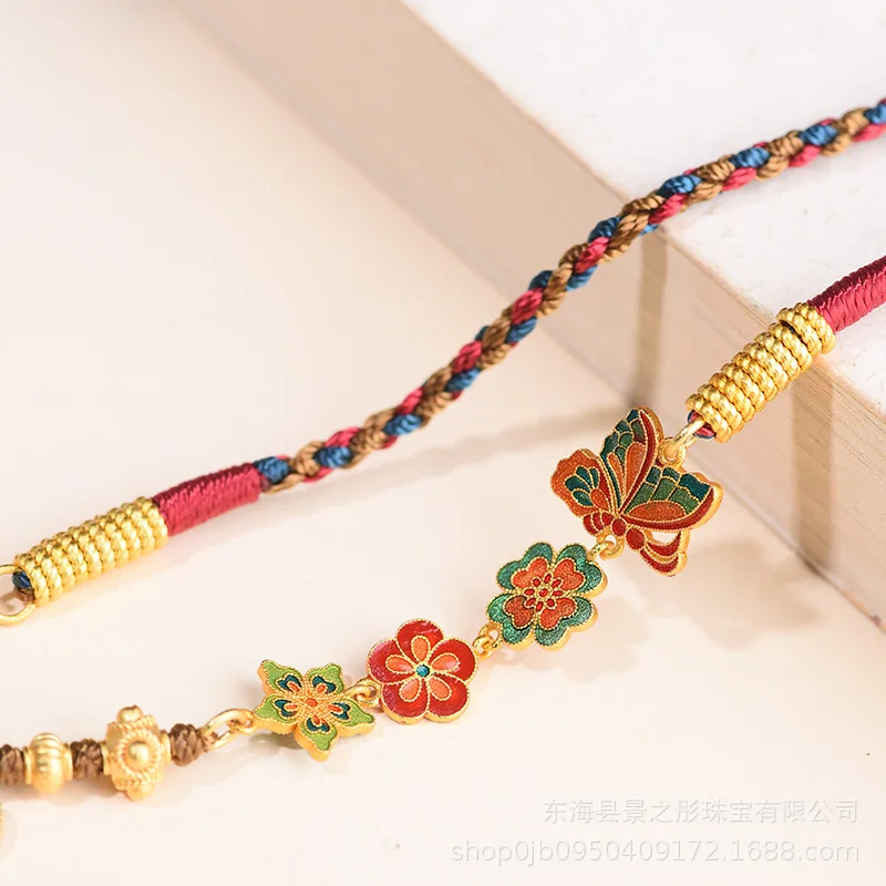 신상 오리지널 중국 티베트 민족 스타일 펜던트 로프, Zachilam Thangka 여성 목 걸이, 노란색 부의 신 랜야드