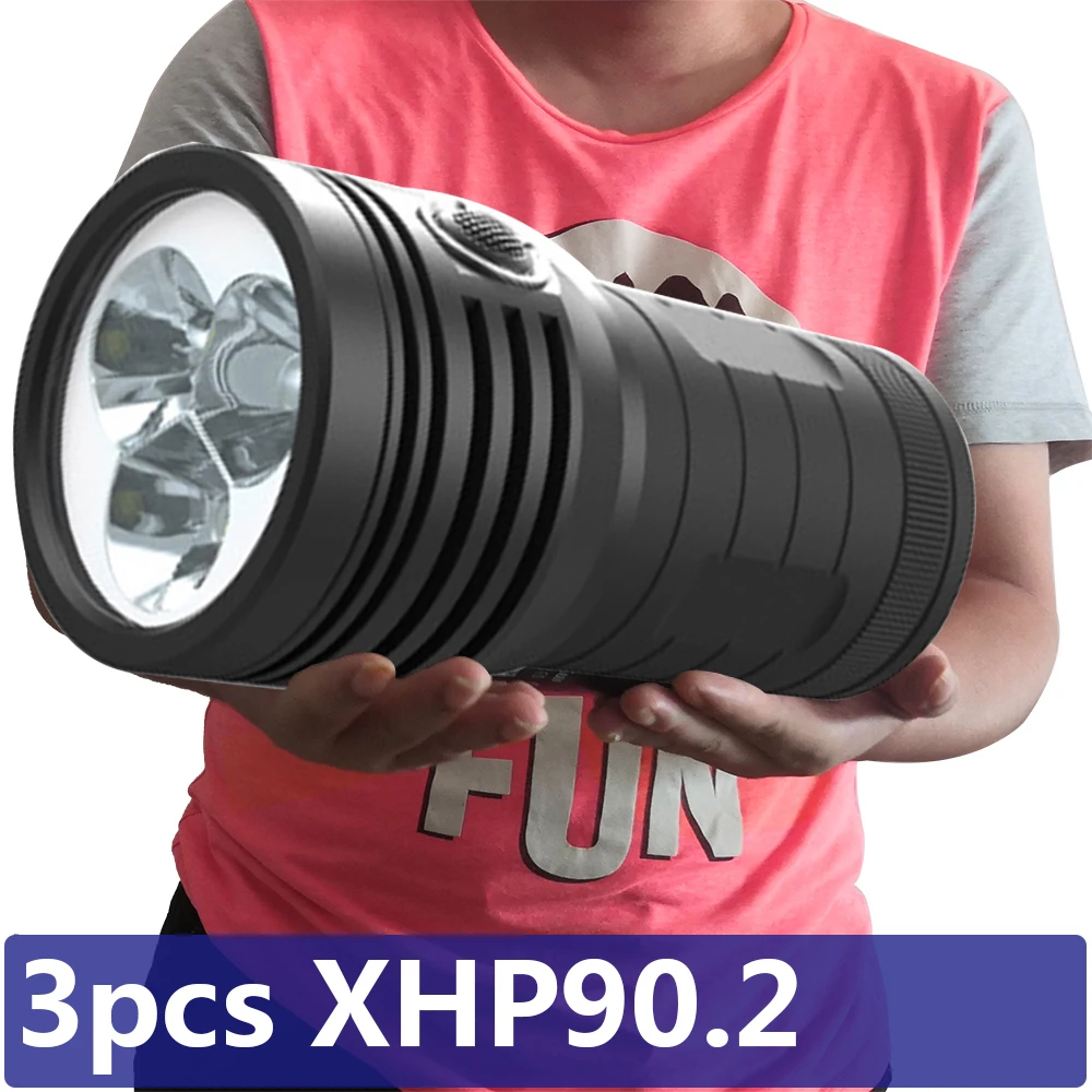 

The Most Brightes Led Flashlight 3pcs XHP90.2 3 Mode Torch USB Rechargeable Built in 18650 Battery Powerbank Function Lantern
