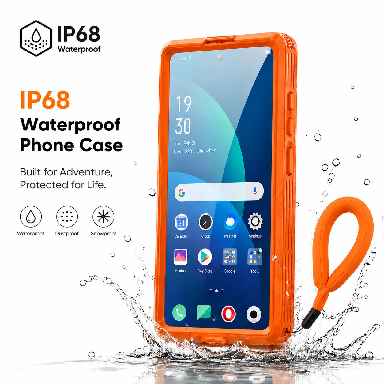 Universal IP68 Waterproof Phone Case with Floating Ring and Touch Accessibility