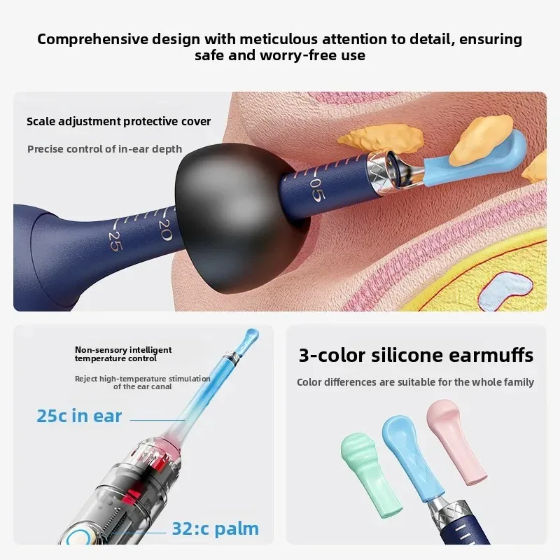 Smart Visual Ear Wax Removal Tool Wireless WiFi Connection 360 Degree Rotation Soft Silicone  Ear Canal Cleaning Kit