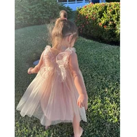Robe de princesse en tulle avec appliques papillon 3D pour bébé fille, vêtements de fête d'anniversaire pour enfant, robe de reconstitution historique, mode 1