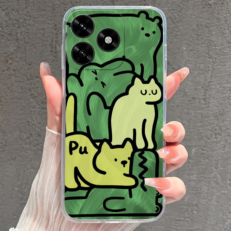 Cartoon Frog & Pig Transparent Protective Phone Case