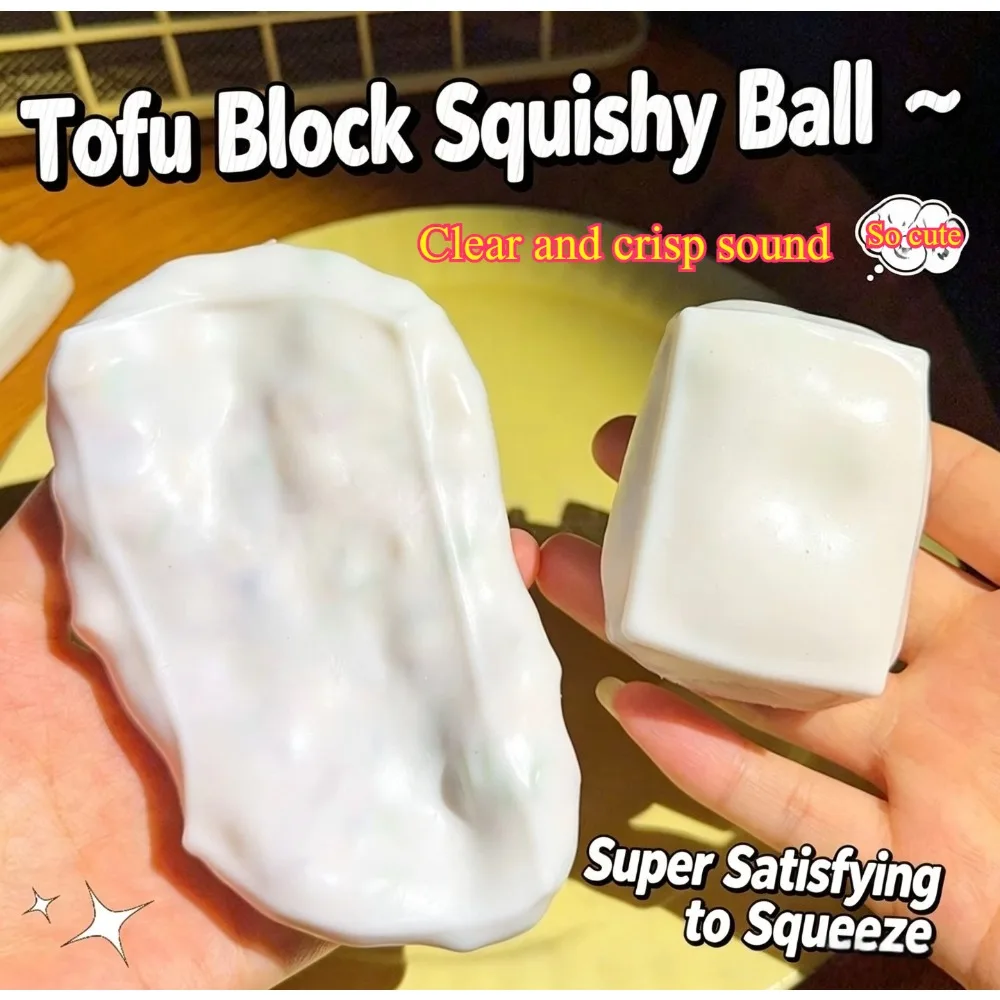 Crispy Tofu Block Stress Relief Fidget Toy with Crunchy Sound