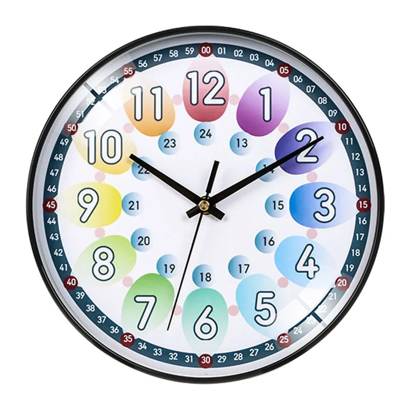 

10pcs 12 Inch Round Wall Clock Modern Design Silent Timepieces For Kids Sitting Room Bedroom Learning Clocks Decoration