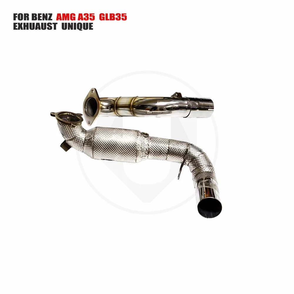 

UNIQUE Exhaust System High Flow Performance Downpipe for Mercedes-Benz AMG A35 CLA35 GLB35 With Catalytic Converter Header